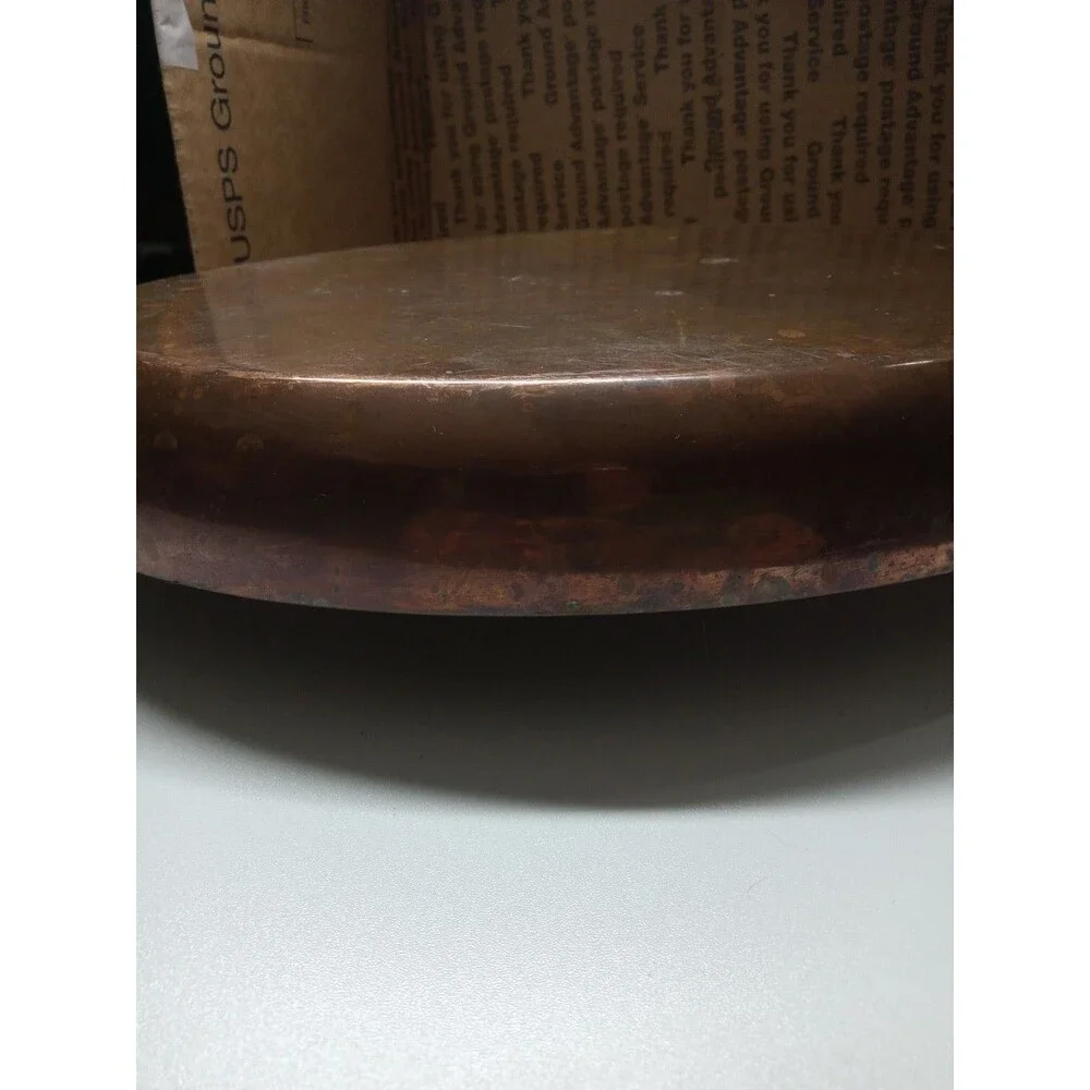 Vintage Copper Oval Au Gratin Pan Brass Handles 8x 12” Patina Condition As Pictu